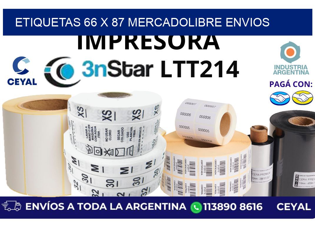 etiquetas 66 x 87 mercadolibre envios