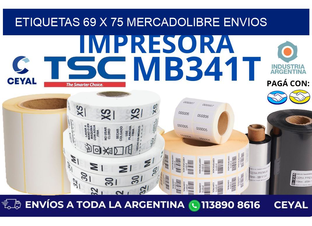 etiquetas 69 x 75 mercadolibre envios