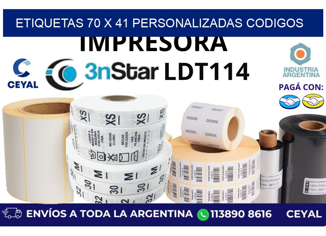 etiquetas 70 x 41 personalizadas codigos