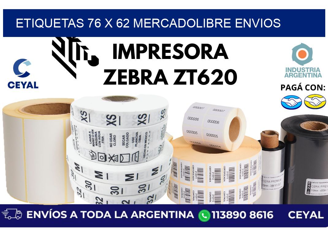 etiquetas 76 x 62 mercadolibre envios