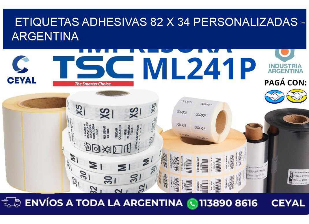 etiquetas adhesivas 82 x 34 personalizadas - Argentina