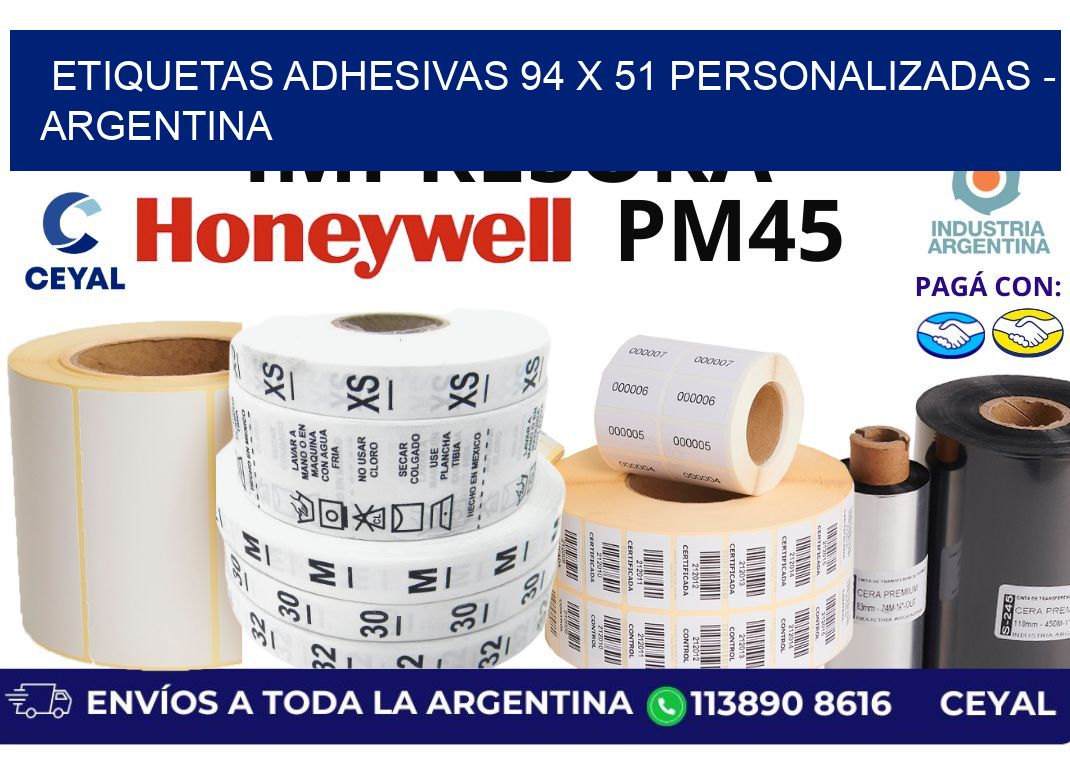 etiquetas adhesivas 94 x 51 personalizadas - Argentina