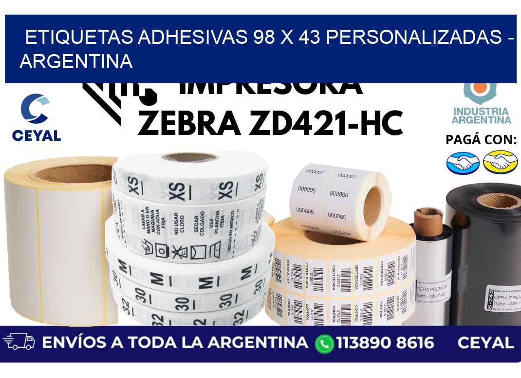 etiquetas adhesivas 98 x 43 personalizadas - Argentina