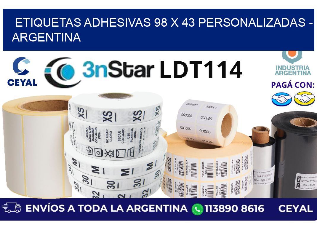 etiquetas adhesivas 98 x 43 personalizadas - Argentina
