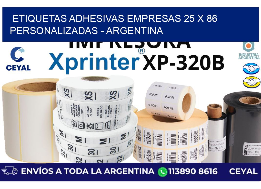 etiquetas adhesivas empresas 25 x 86 personalizadas - Argentina