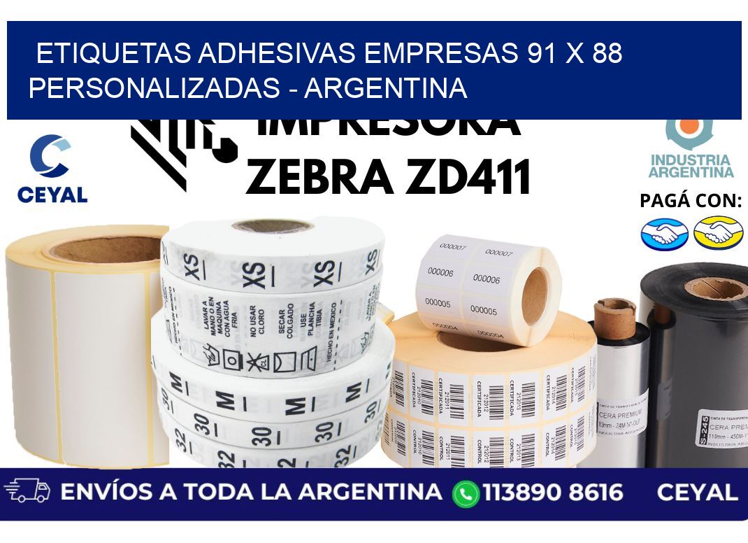 etiquetas adhesivas empresas 91 x 88 personalizadas - Argentina