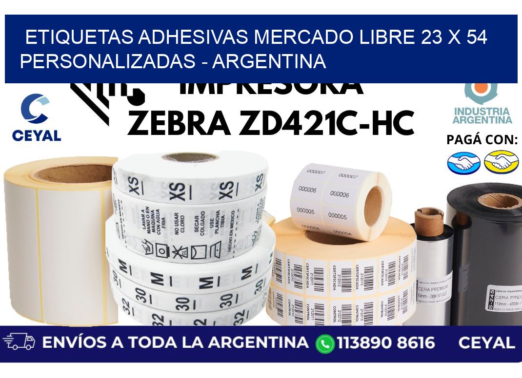 etiquetas adhesivas mercado libre 23 x 54 personalizadas - Argentina