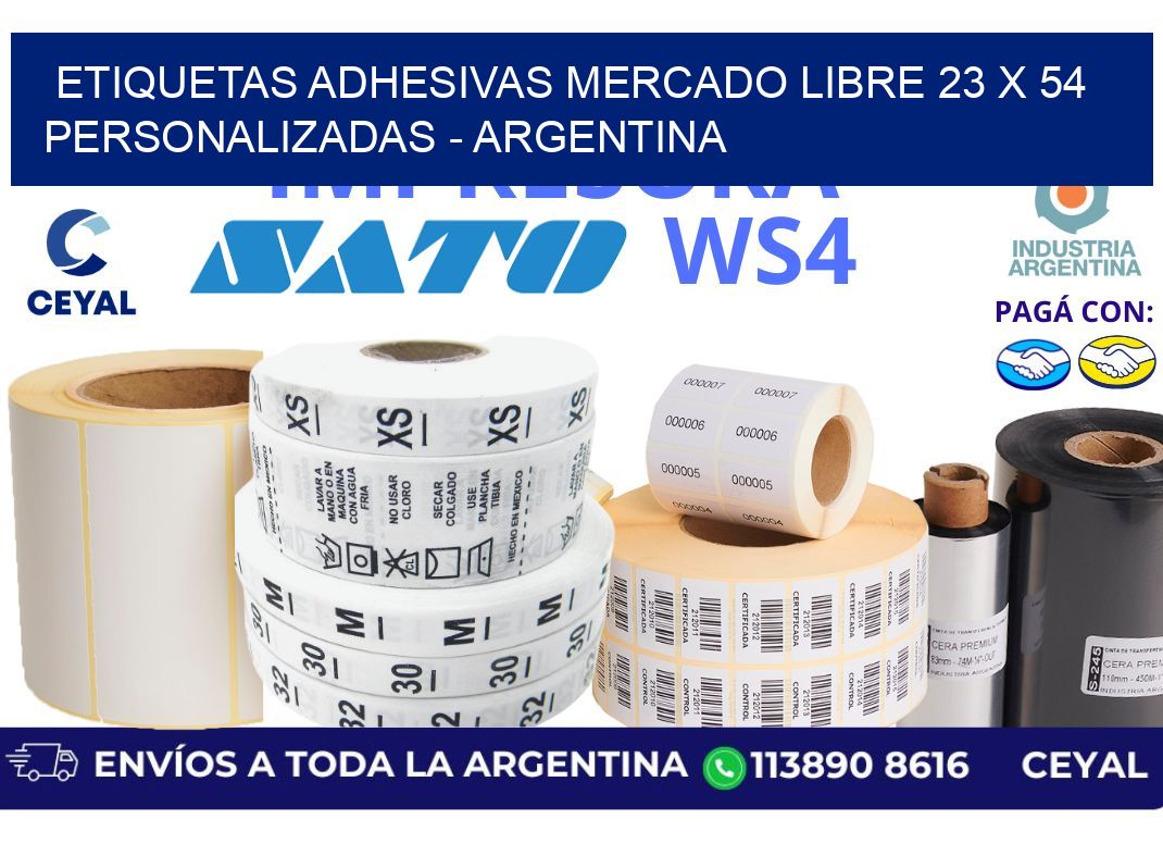 etiquetas adhesivas mercado libre 23 x 54 personalizadas – Argentina