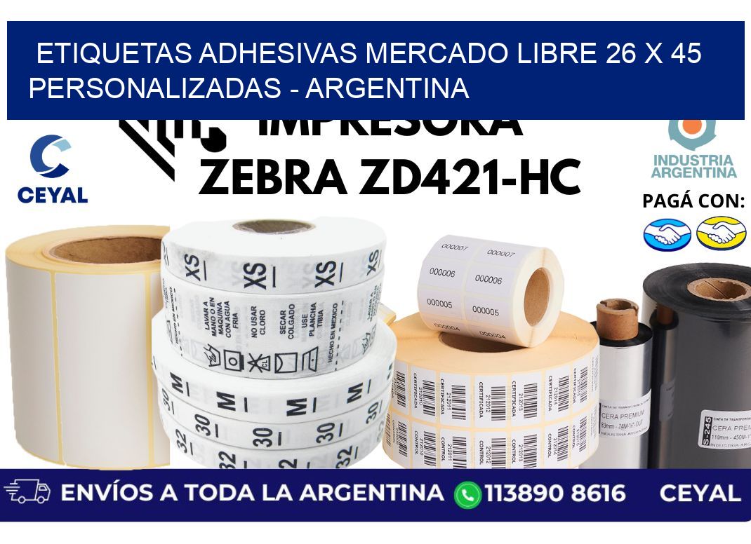 etiquetas adhesivas mercado libre 26 x 45 personalizadas - Argentina