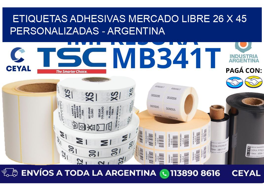 etiquetas adhesivas mercado libre 26 x 45 personalizadas – Argentina