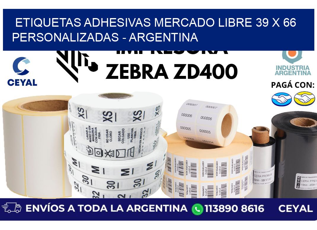 etiquetas adhesivas mercado libre 39 x 66 personalizadas – Argentina