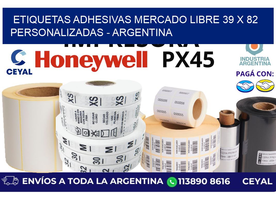 etiquetas adhesivas mercado libre 39 x 82 personalizadas – Argentina