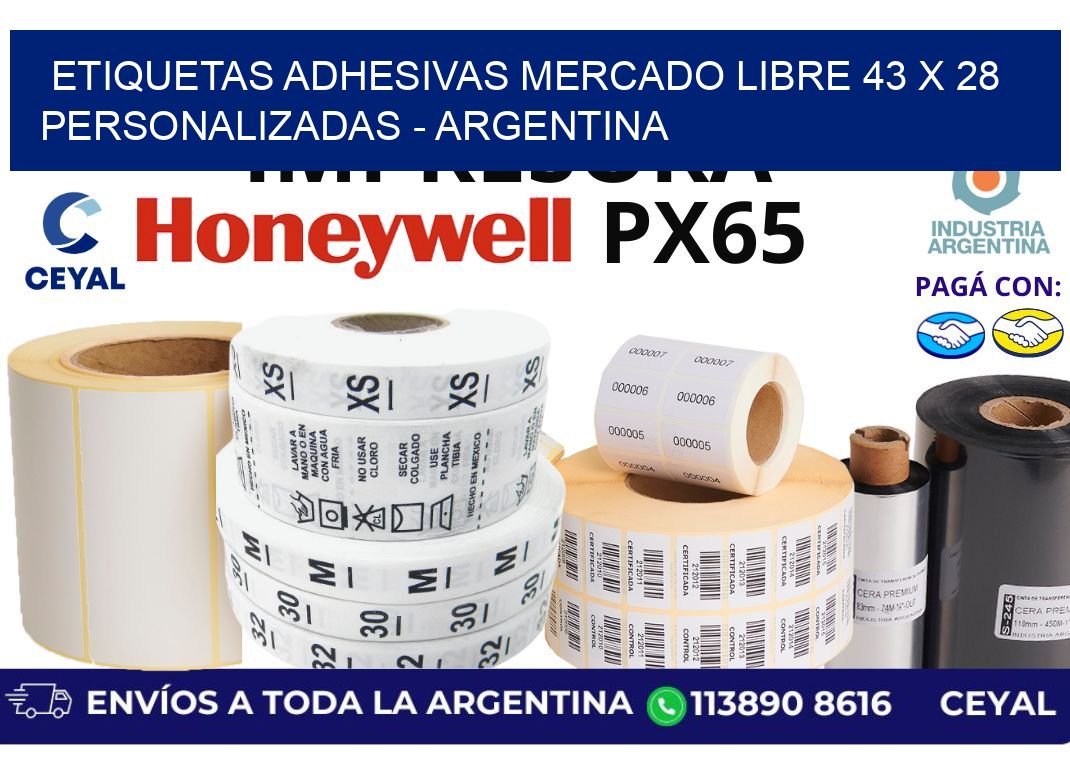 etiquetas adhesivas mercado libre 43 x 28 personalizadas – Argentina