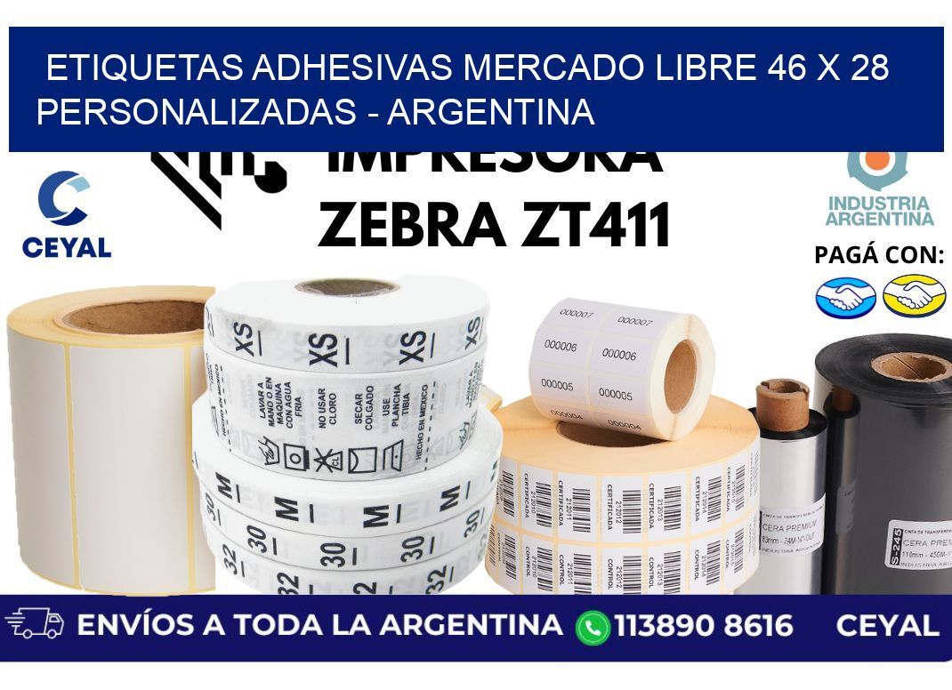 etiquetas adhesivas mercado libre 46 x 28 personalizadas - Argentina