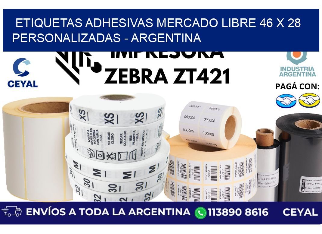 etiquetas adhesivas mercado libre 46 x 28 personalizadas - Argentina