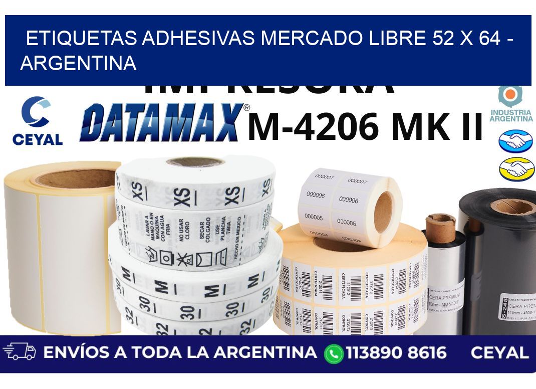 etiquetas adhesivas mercado libre 52 x 64 - Argentina