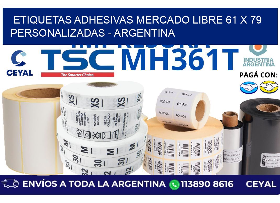 etiquetas adhesivas mercado libre 61 x 79 personalizadas - Argentina