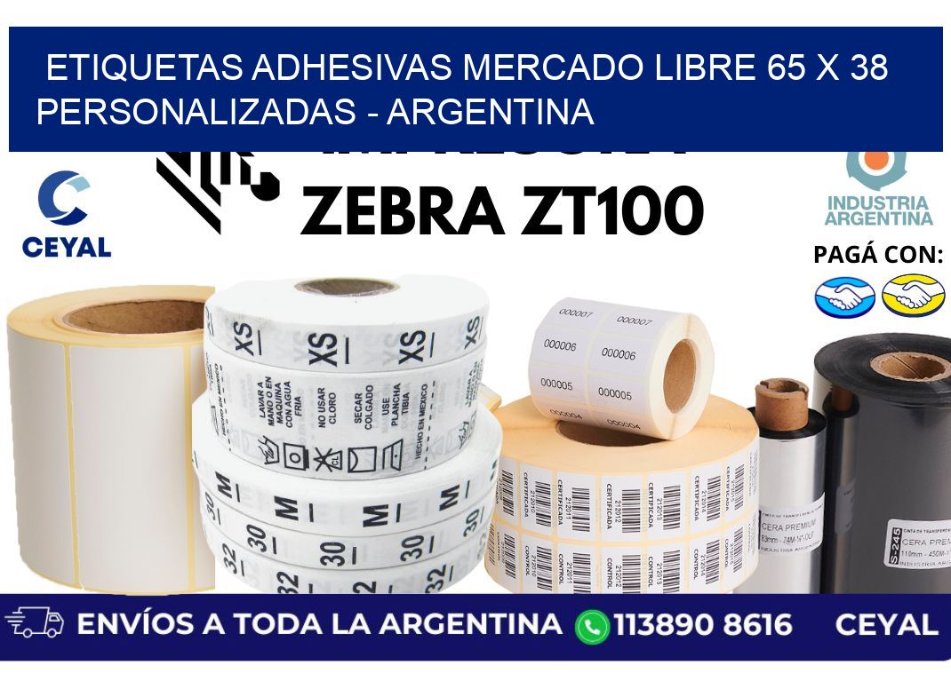 etiquetas adhesivas mercado libre 65 x 38 personalizadas - Argentina