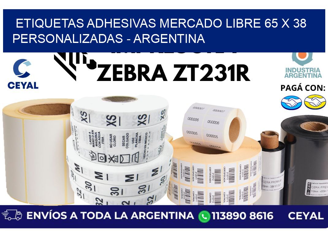 etiquetas adhesivas mercado libre 65 x 38 personalizadas – Argentina