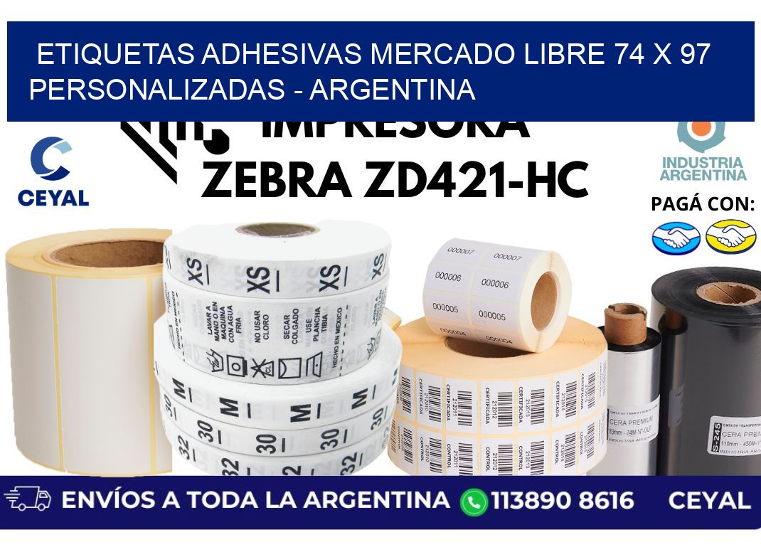 etiquetas adhesivas mercado libre 74 x 97 personalizadas - Argentina