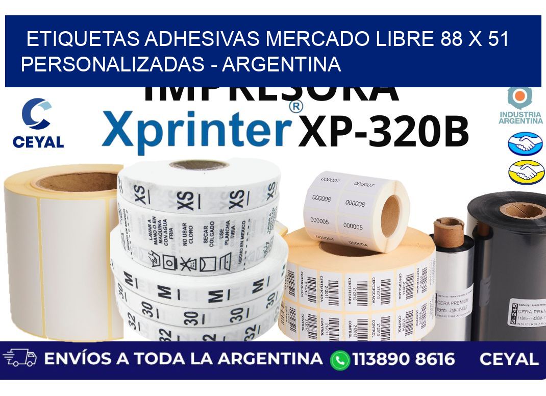etiquetas adhesivas mercado libre 88 x 51 personalizadas - Argentina