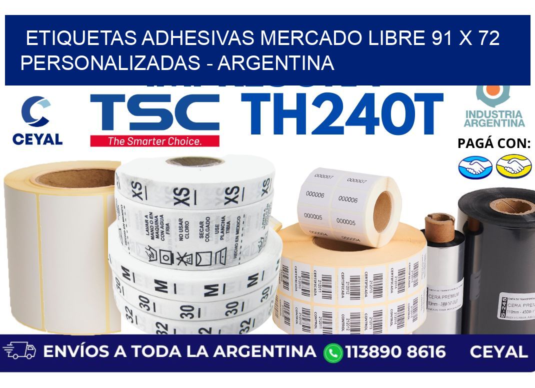 etiquetas adhesivas mercado libre 91 x 72 personalizadas - Argentina