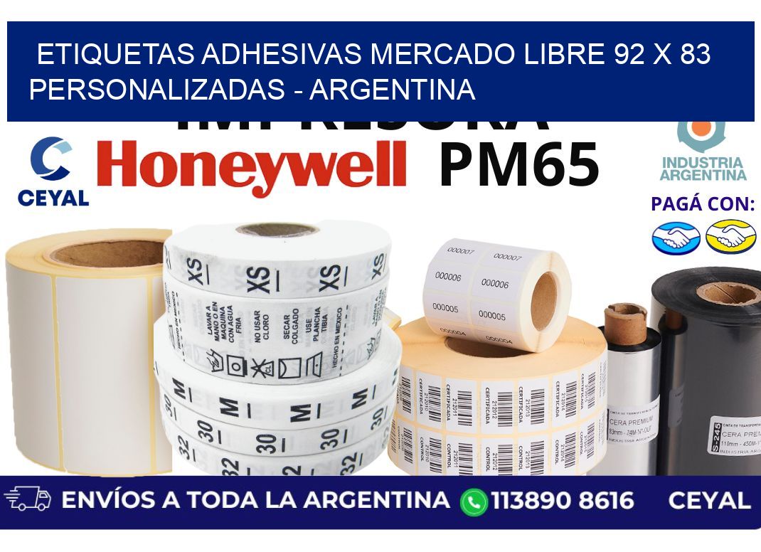 etiquetas adhesivas mercado libre 92 x 83 personalizadas - Argentina