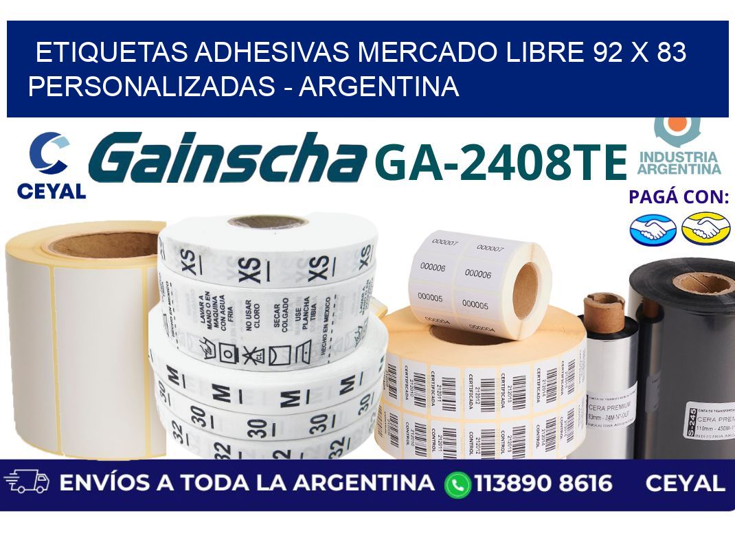 etiquetas adhesivas mercado libre 92 x 83 personalizadas - Argentina