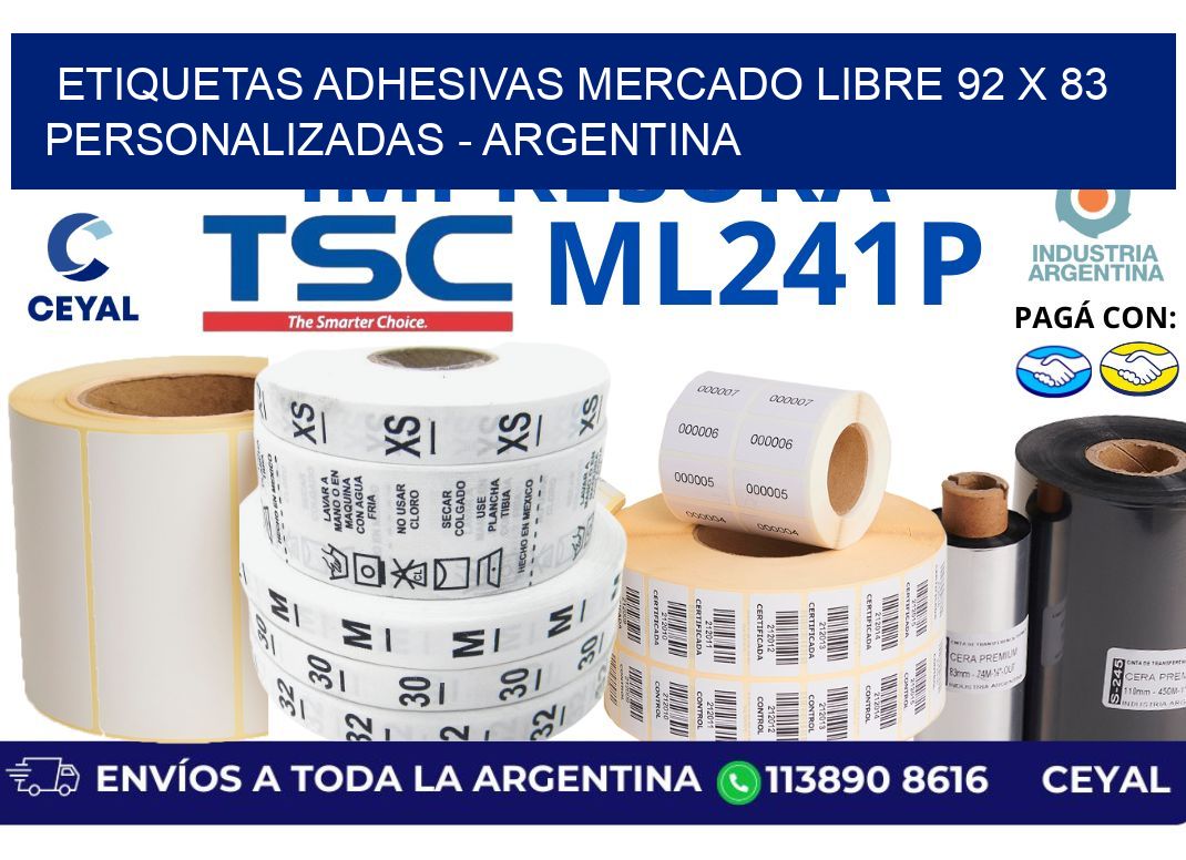 etiquetas adhesivas mercado libre 92 x 83 personalizadas – Argentina