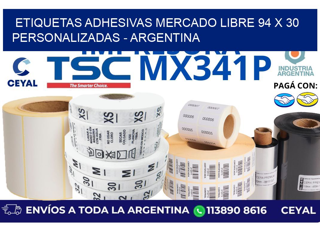 etiquetas adhesivas mercado libre 94 x 30 personalizadas - Argentina