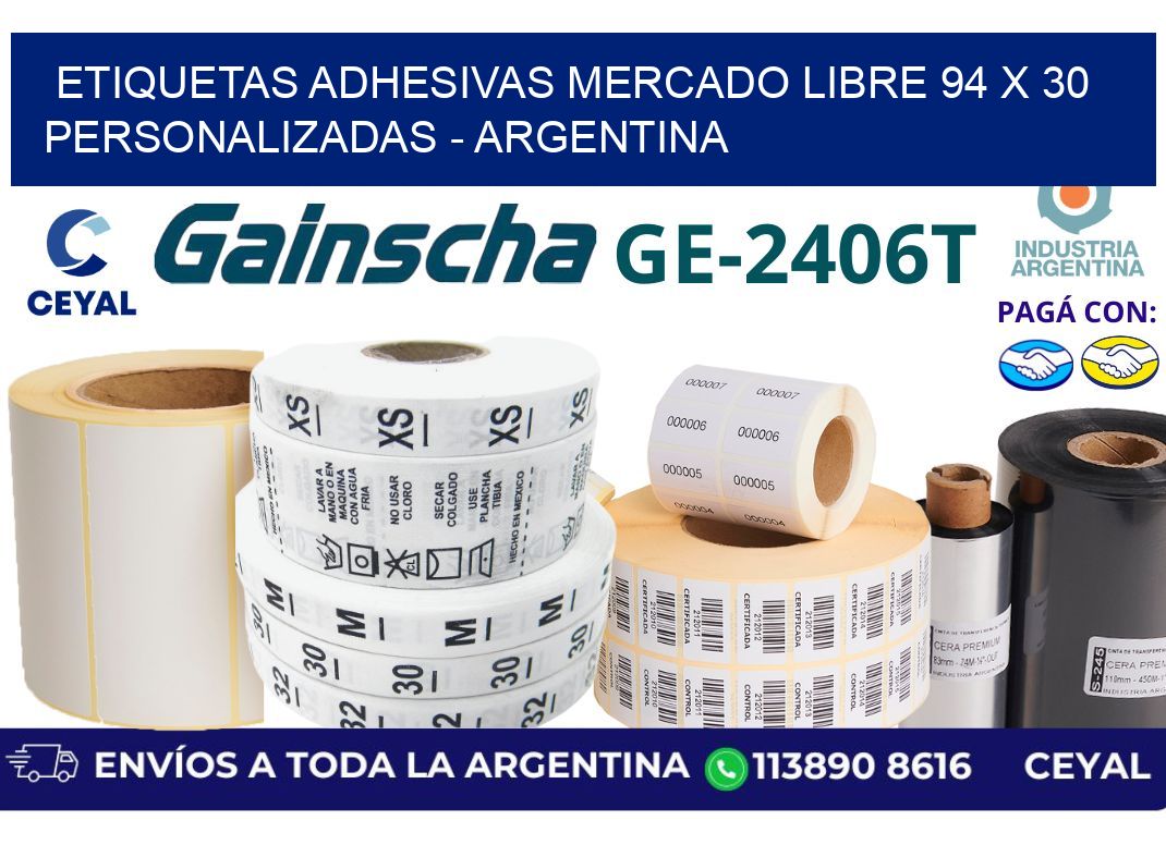 etiquetas adhesivas mercado libre 94 x 30 personalizadas - Argentina