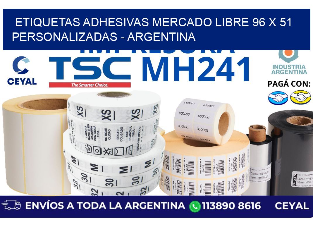 etiquetas adhesivas mercado libre 96 x 51 personalizadas - Argentina