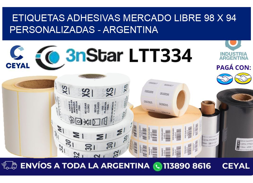 etiquetas adhesivas mercado libre 98 x 94 personalizadas - Argentina