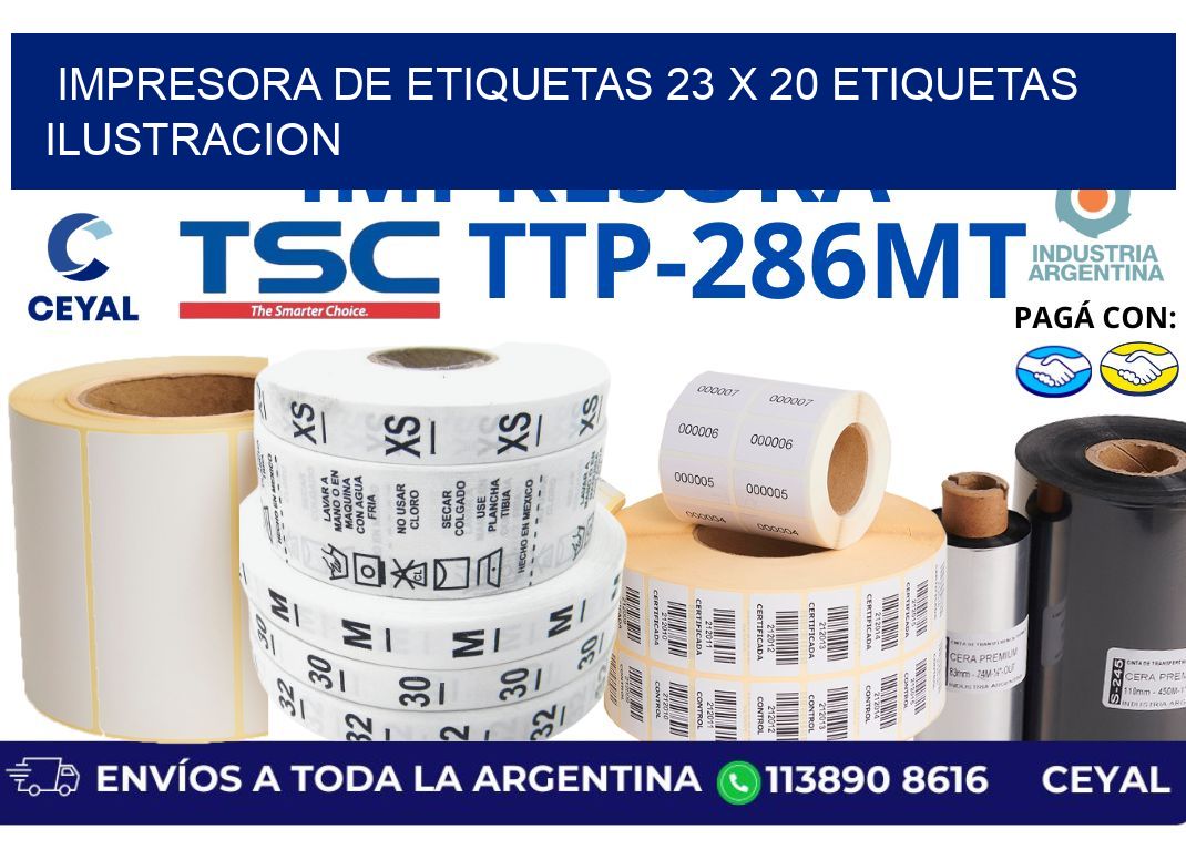 impresora de etiquetas 23 x 20 etiquetas ilustracion