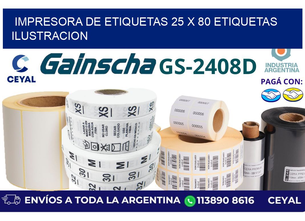 impresora de etiquetas 25 x 80 etiquetas ilustracion