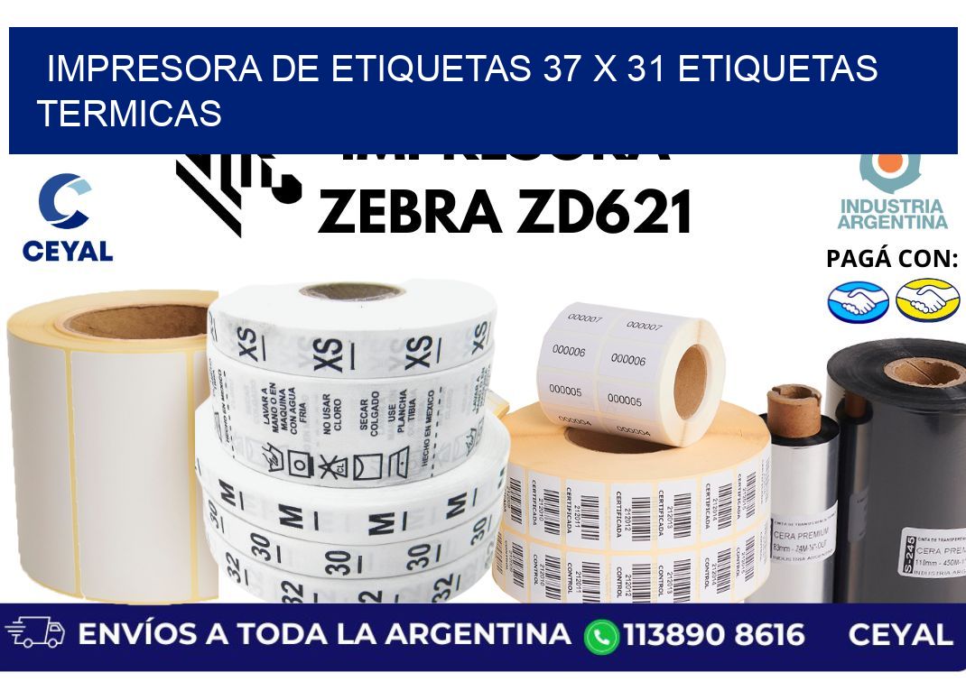 impresora de etiquetas 37 x 31 etiquetas termicas