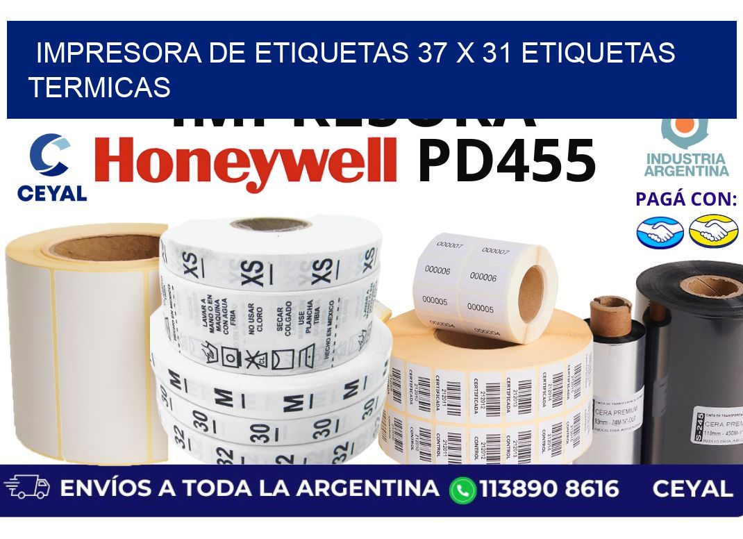impresora de etiquetas 37 x 31 etiquetas termicas