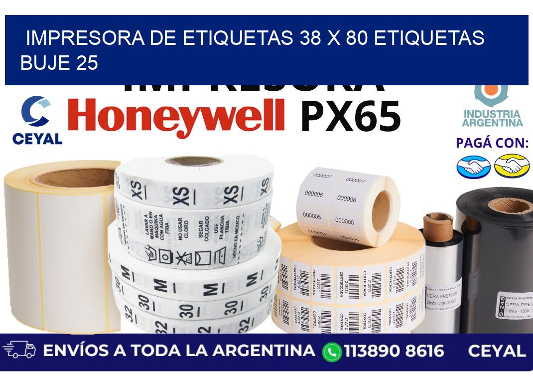 impresora de etiquetas 38 x 80 etiquetas  buje 25