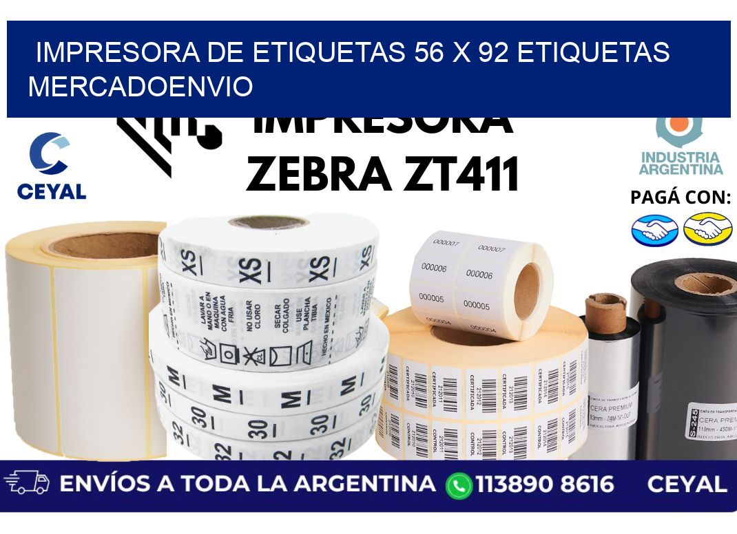 impresora de etiquetas 56 x 92 etiquetas mercadoenvio