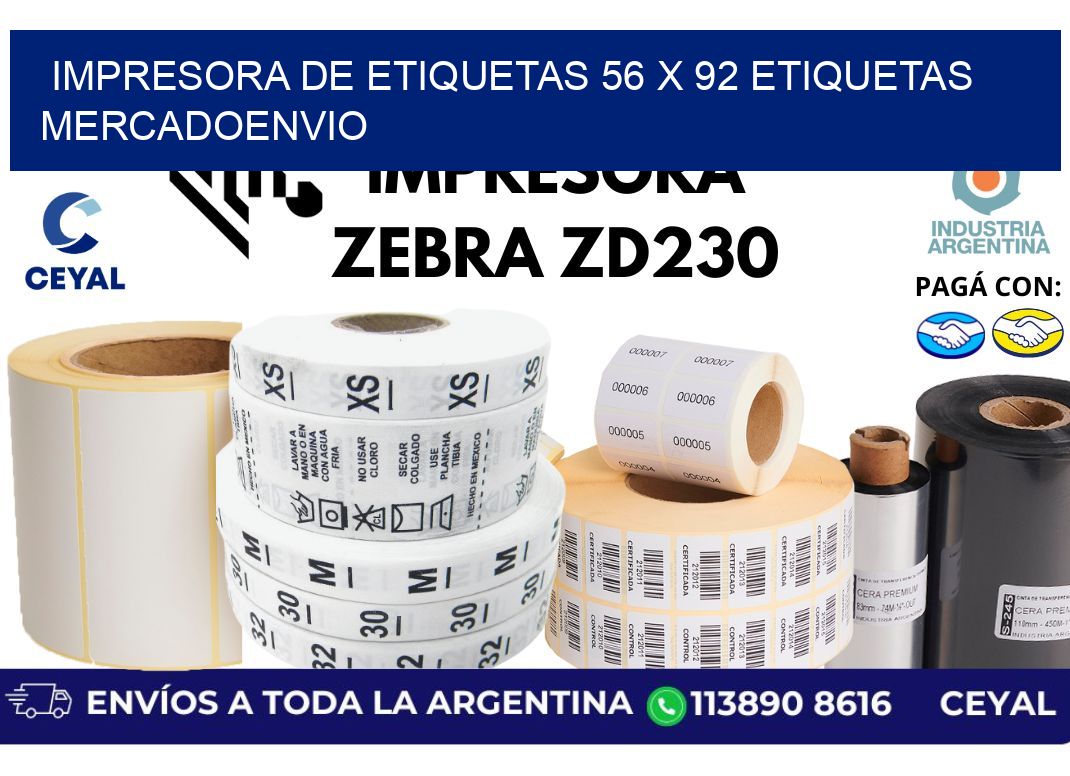 impresora de etiquetas 56 x 92 etiquetas mercadoenvio