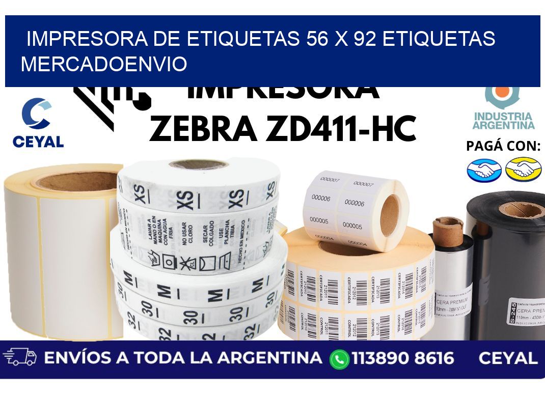 impresora de etiquetas 56 x 92 etiquetas mercadoenvio