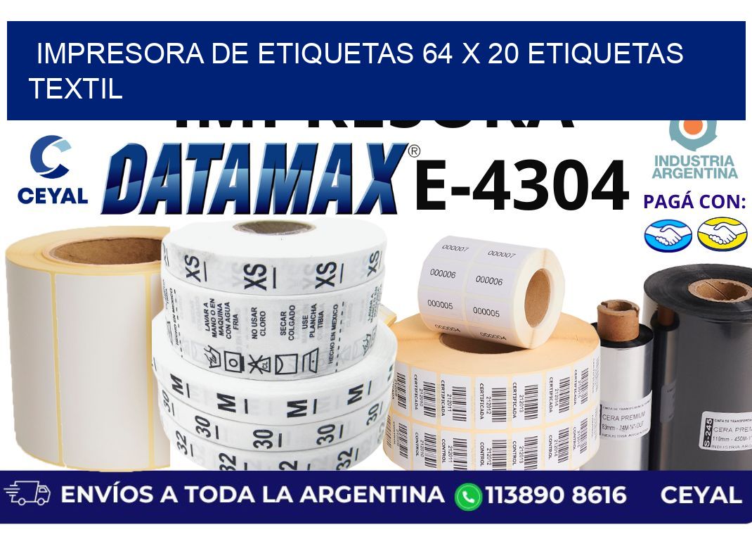 impresora de etiquetas 64 x 20 etiquetas textil