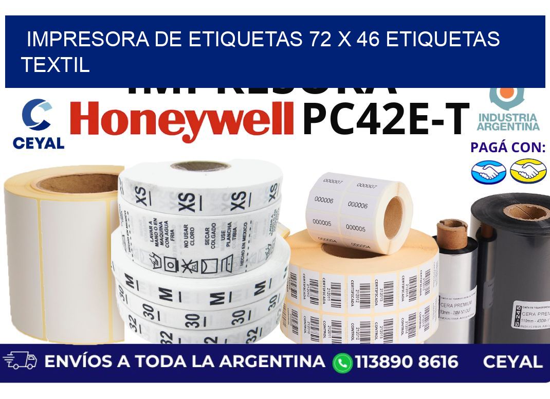 impresora de etiquetas 72 x 46 etiquetas textil