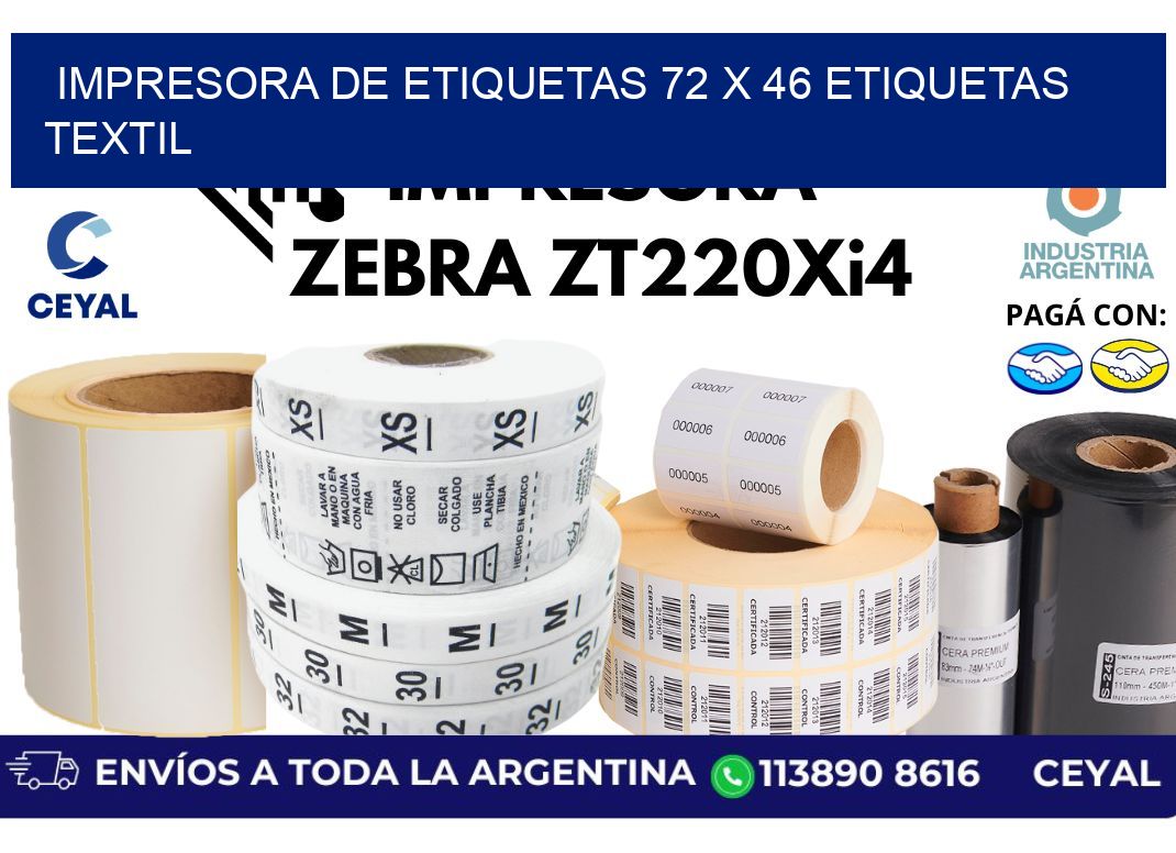 impresora de etiquetas 72 x 46 etiquetas textil