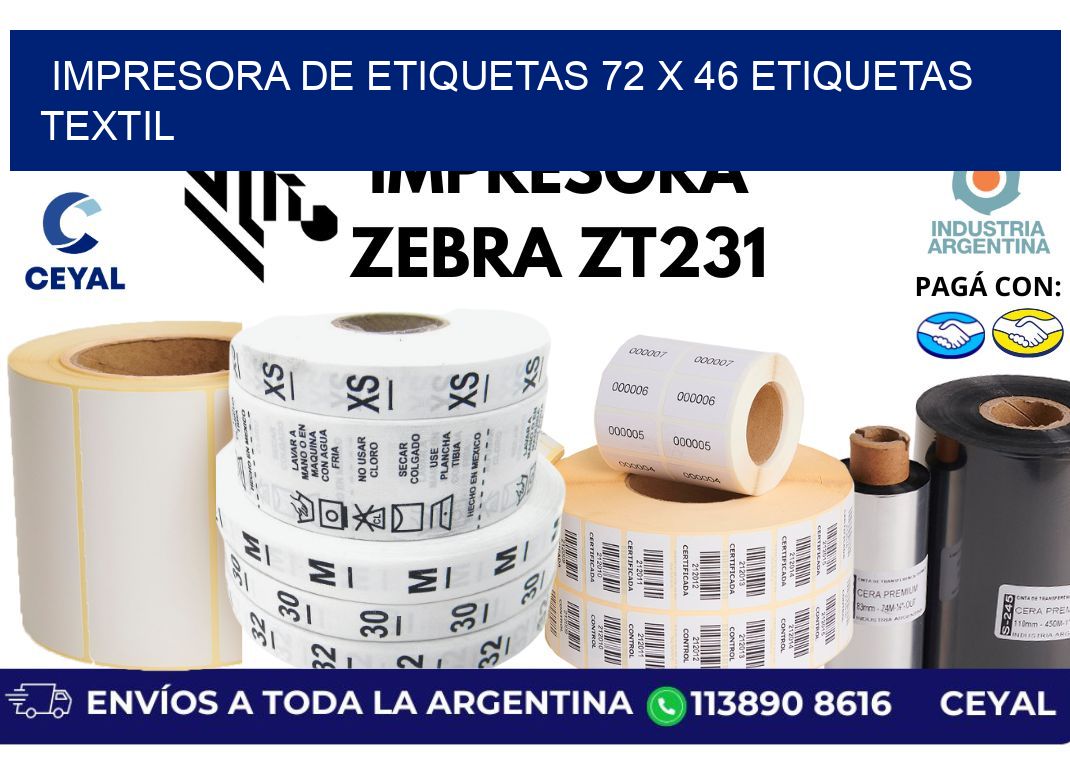 impresora de etiquetas 72 x 46 etiquetas textil