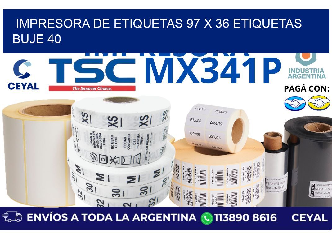 impresora de etiquetas 97 x 36 etiquetas buje 40