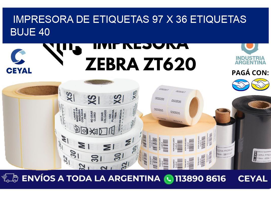 impresora de etiquetas 97 x 36 etiquetas buje 40