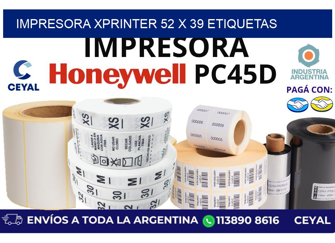 impresora xprinter 52 x 39 etiquetas