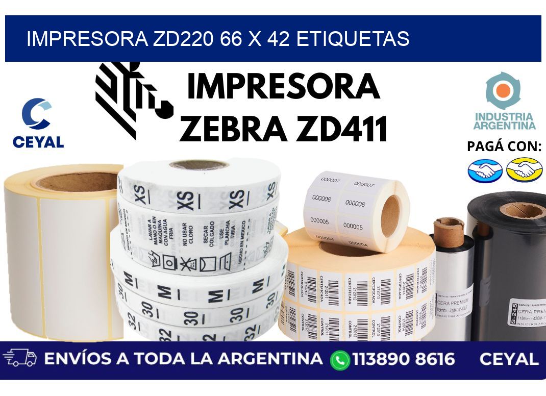 impresora zd220 66 x 42 etiquetas
