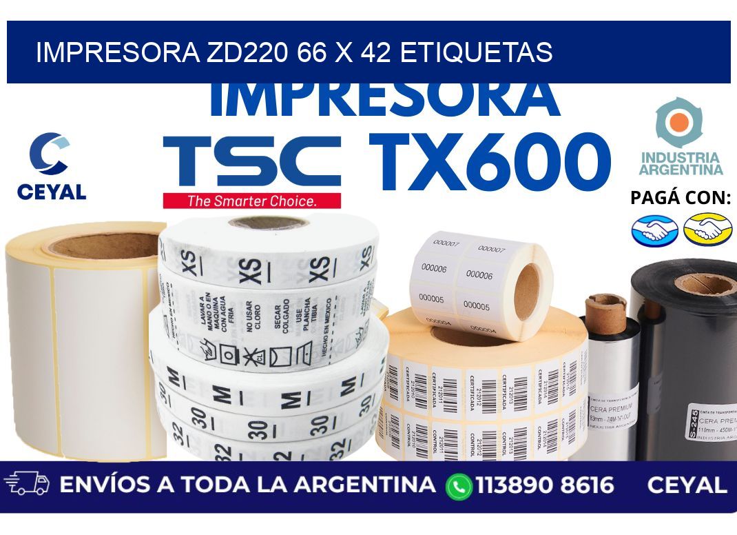 impresora zd220 66 x 42 etiquetas